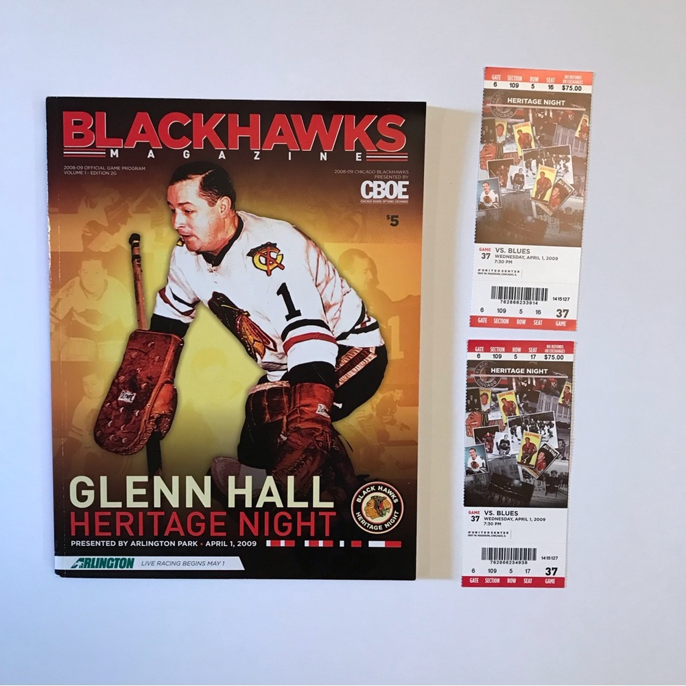 Chicago Blackhawks Official Game Program Magazine Glenn Hall Heritage Night